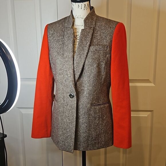 Cremieux Blazer Arabella Colorblock Tweed Jacket Unique Red Size 10 - Picture 2 of 10